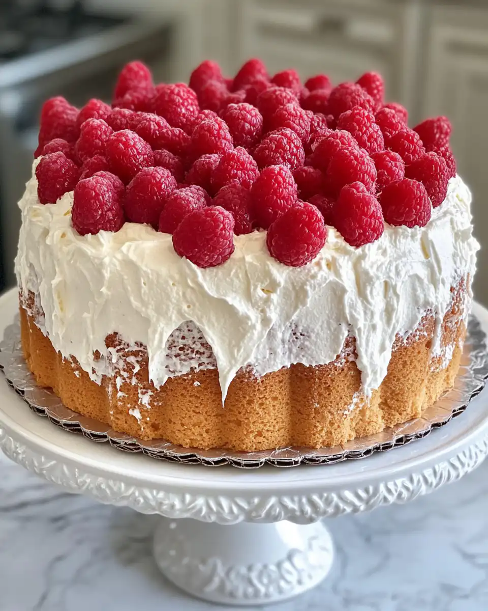 Close up of whipped raspberry cream topping