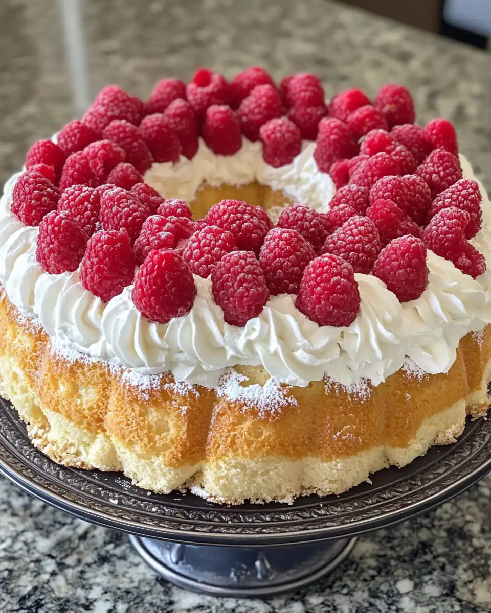 Raspberry angel food cake fresh from the pressure cooker