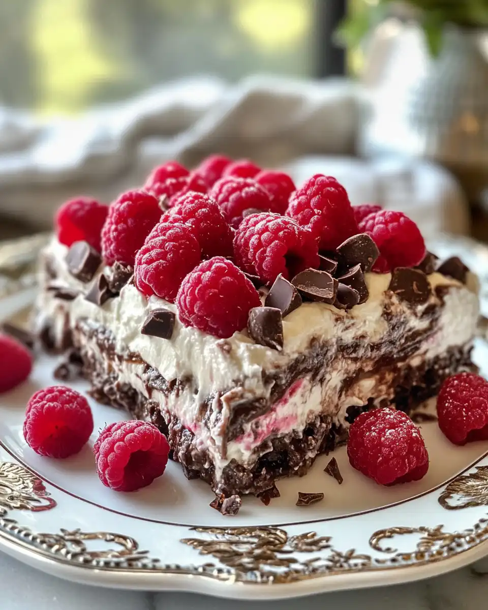 Ingredients for Raspberry Chocolate Lasagna including Oreos and pudding