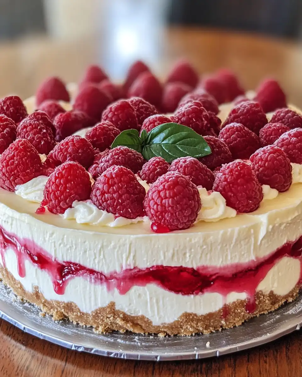Raspberry lemon cheesecake preparation showing swirl