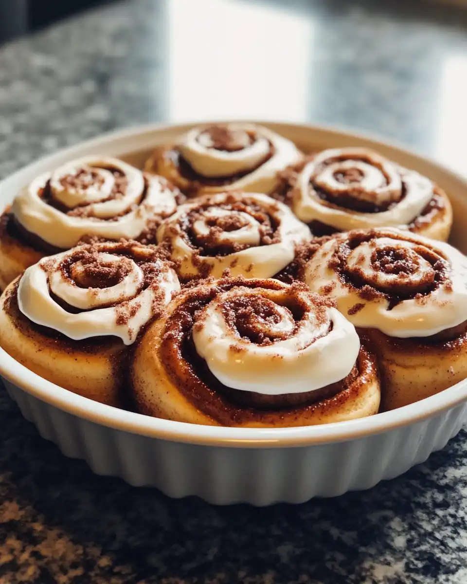 Finished red velvet cinnamon rolls cooling with cream cheese frosting