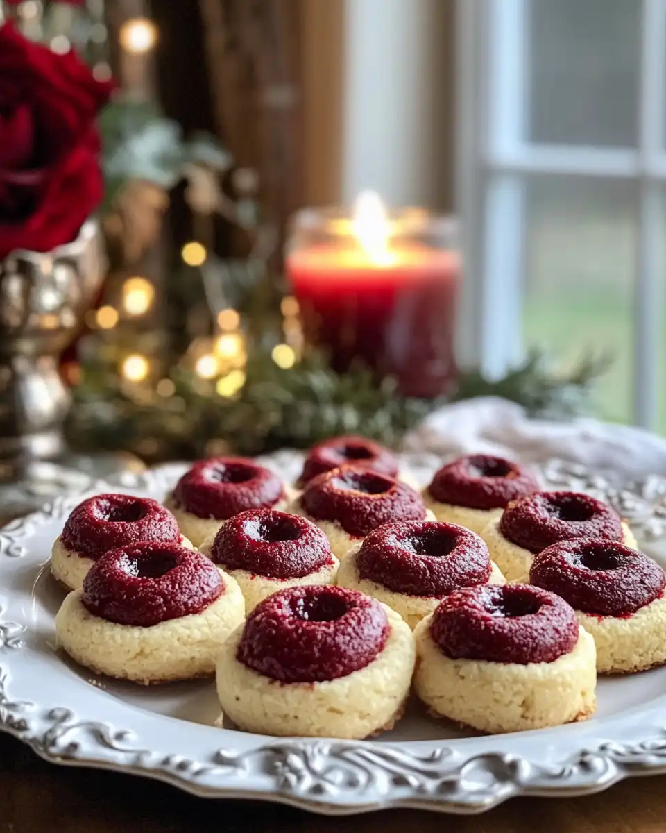 Ingredients for red velvet cream cheese thumbprint cookies on kitchen counter
