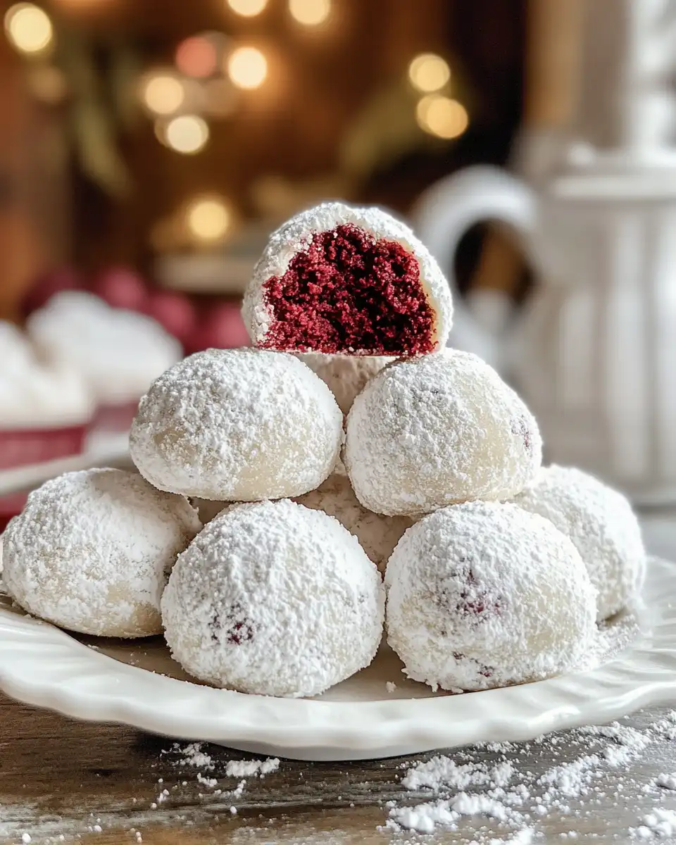 Red velvet snowball cookie ingredients arranged before mixing