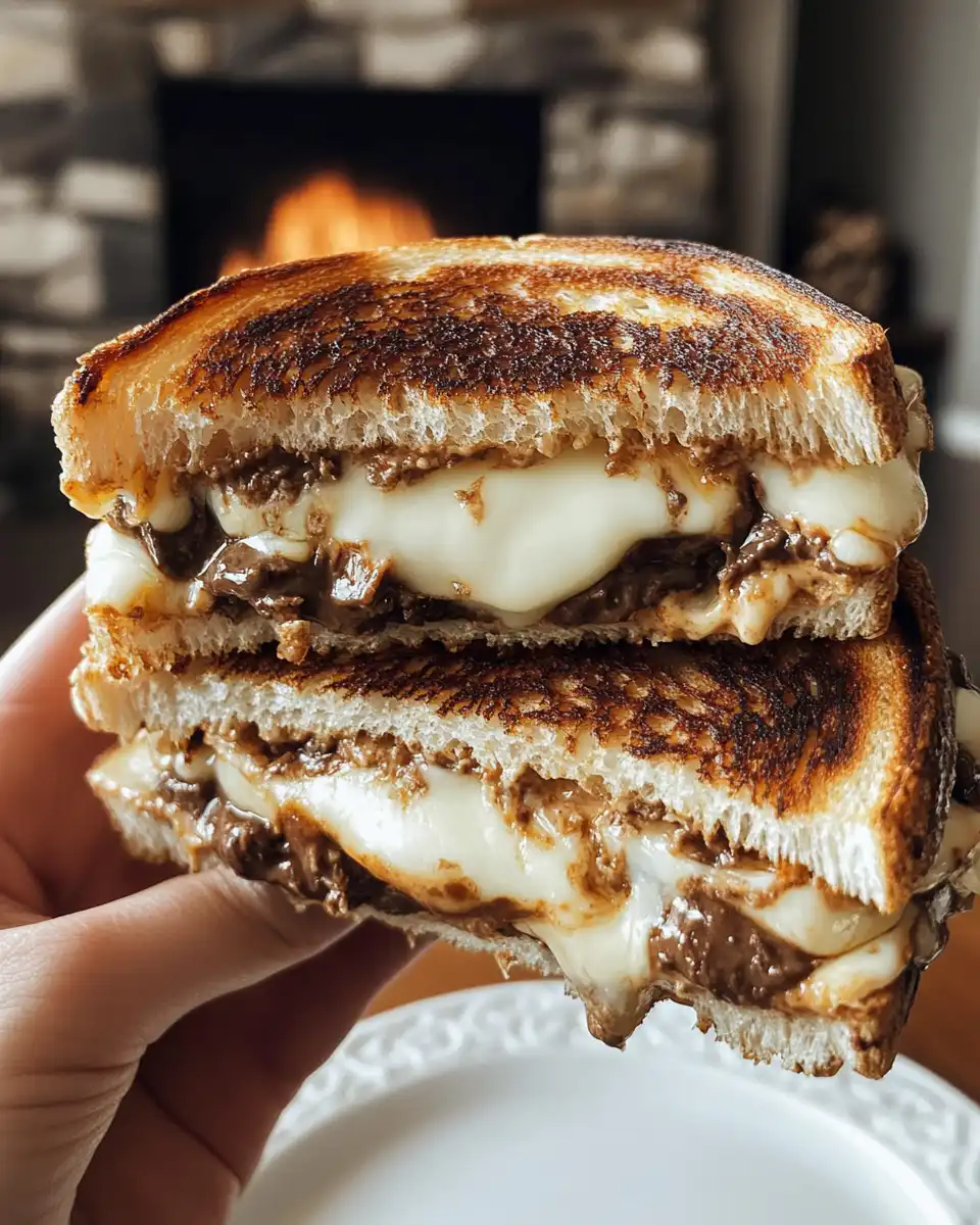 Ingredients laid out for s'mores grilled cheese sandwich with marshmallows and chocolate chips