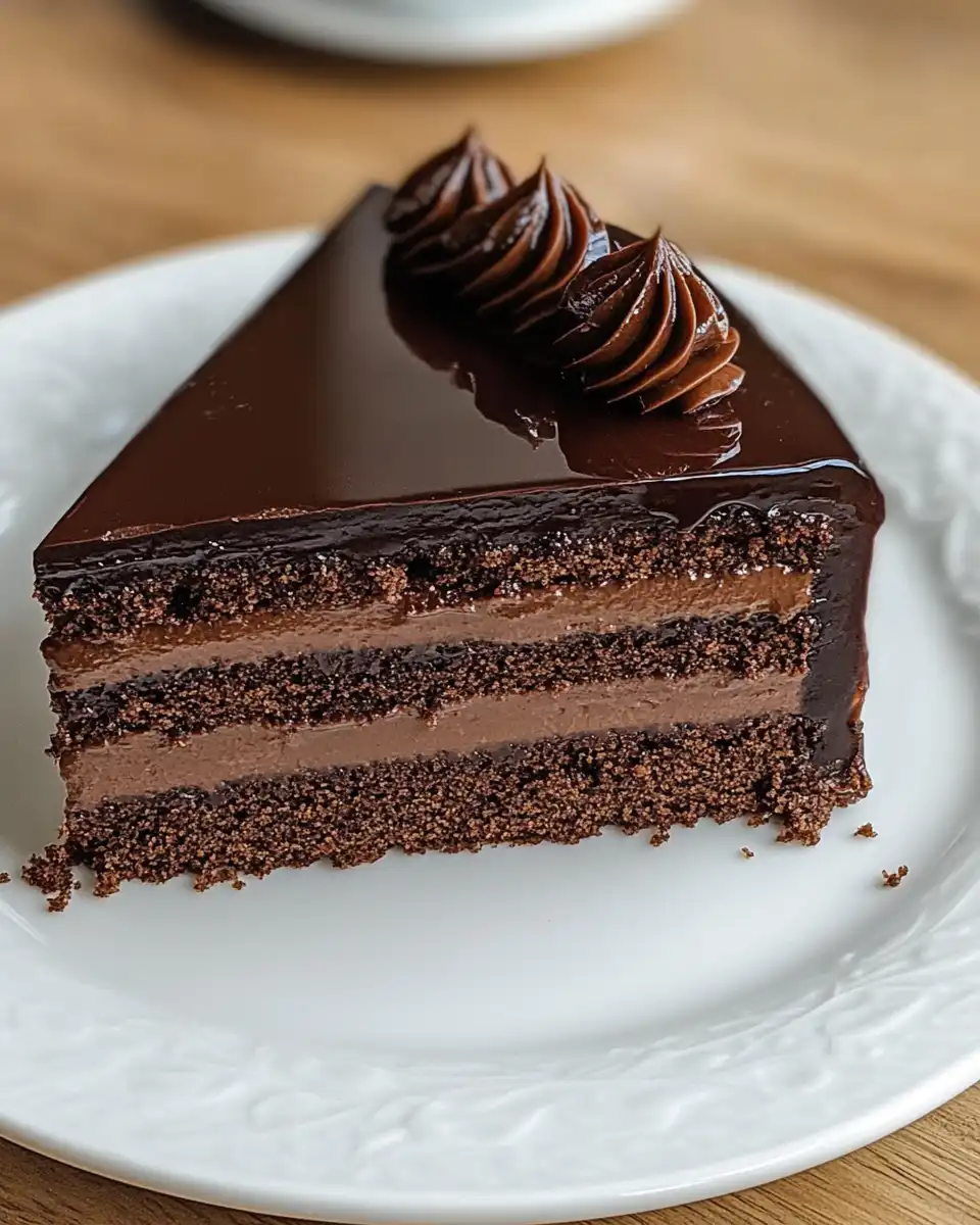 Rich dark chocolate Sacher Torte cake steaming fresh in kitchen