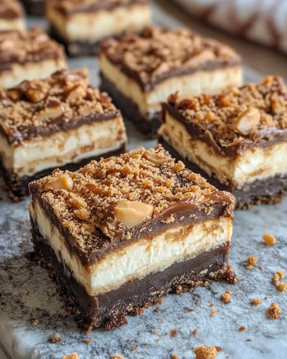Ingredients for salted caramel Butterfinger cheesecake bars