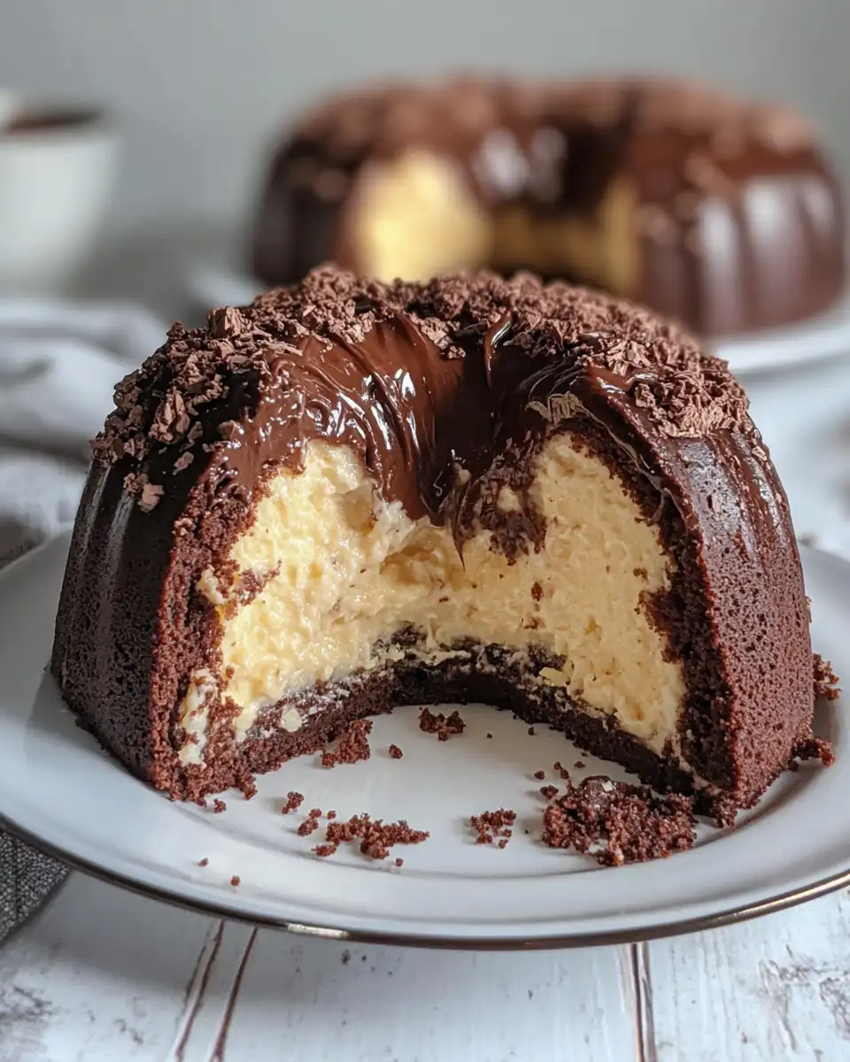 Pressure cooker with chocolate Gugelhupf cake and sealing ring steaming