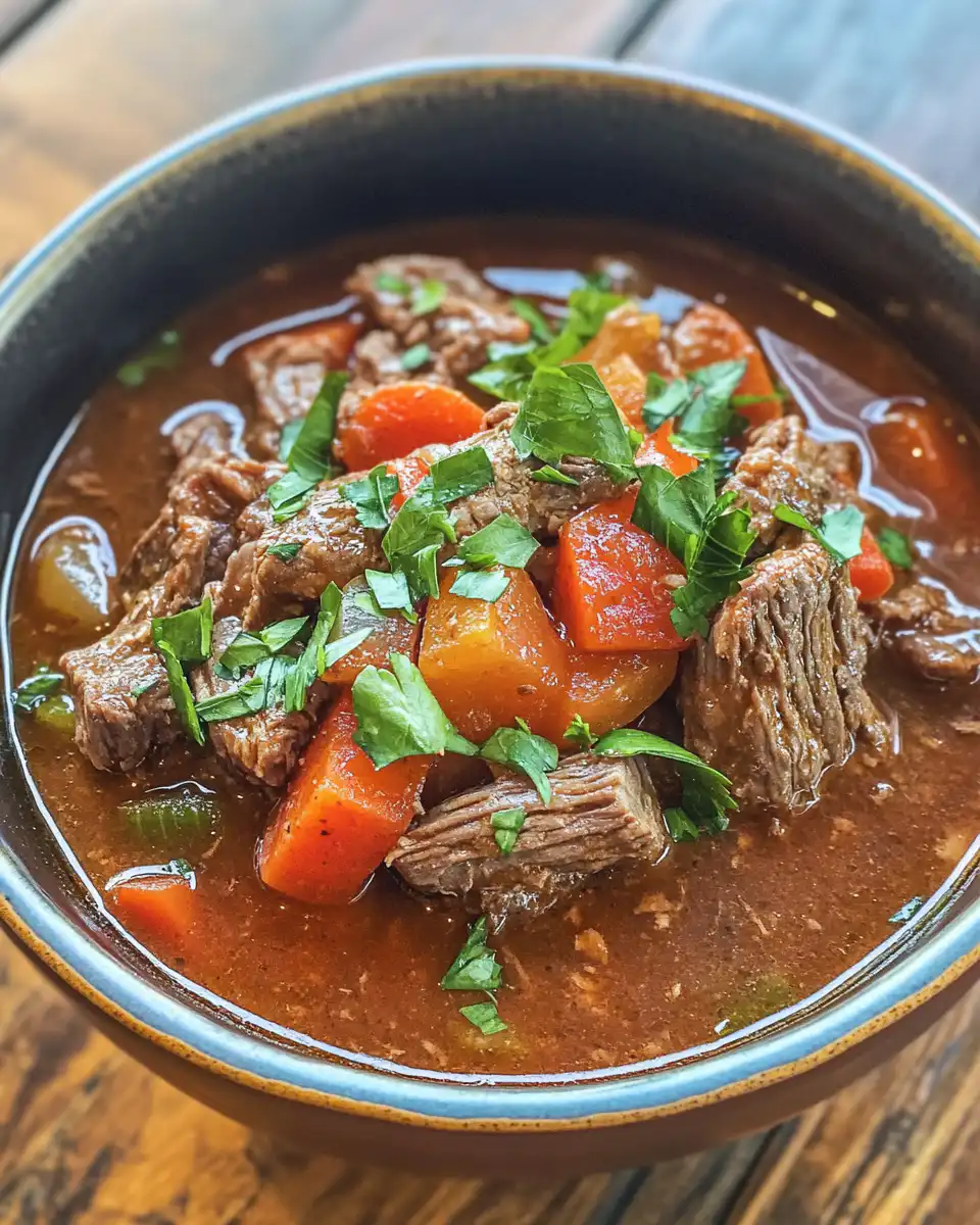 Steam escaping from slow cooker with tender beef Manhattan recipe