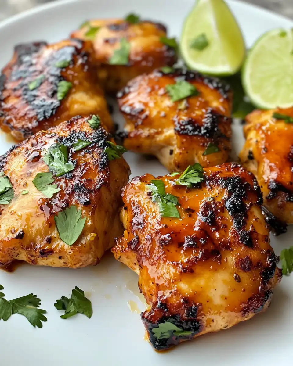 Marinade bowl with chicken thighs soaking in spicy honey lime sauce