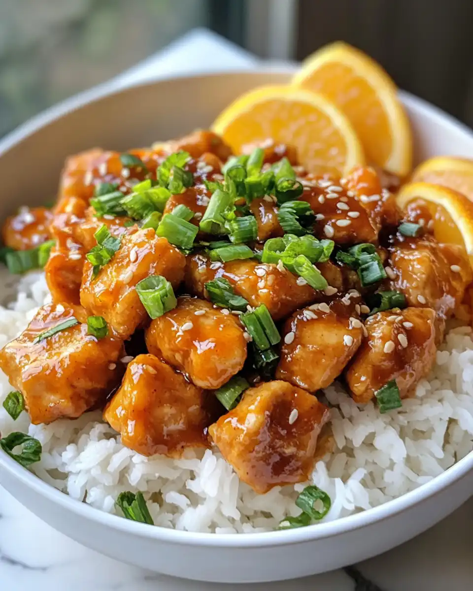 Ingredients for spicy orange chicken including orange zest and chili flakes