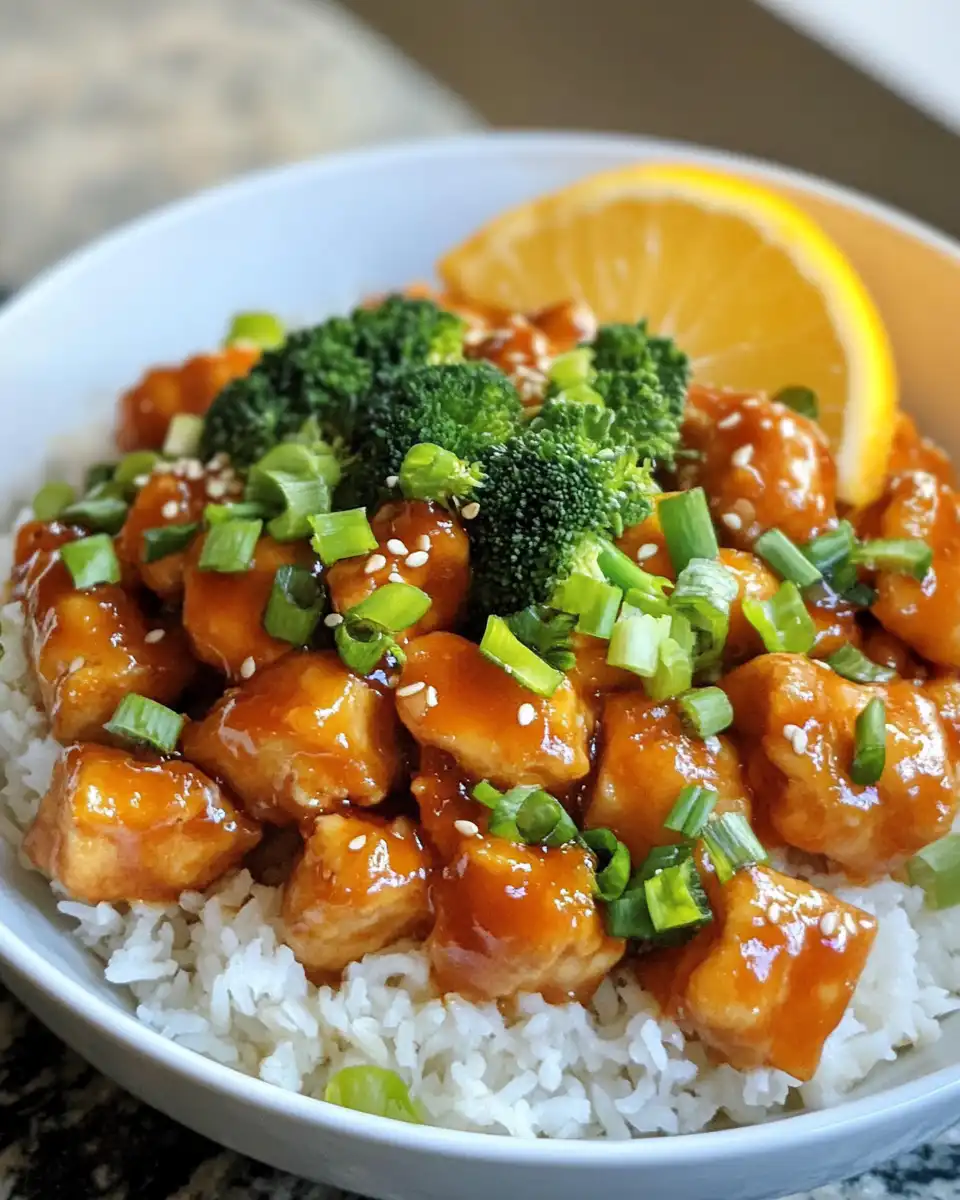 Steam rising from pressure cooker as orange chicken cooks
