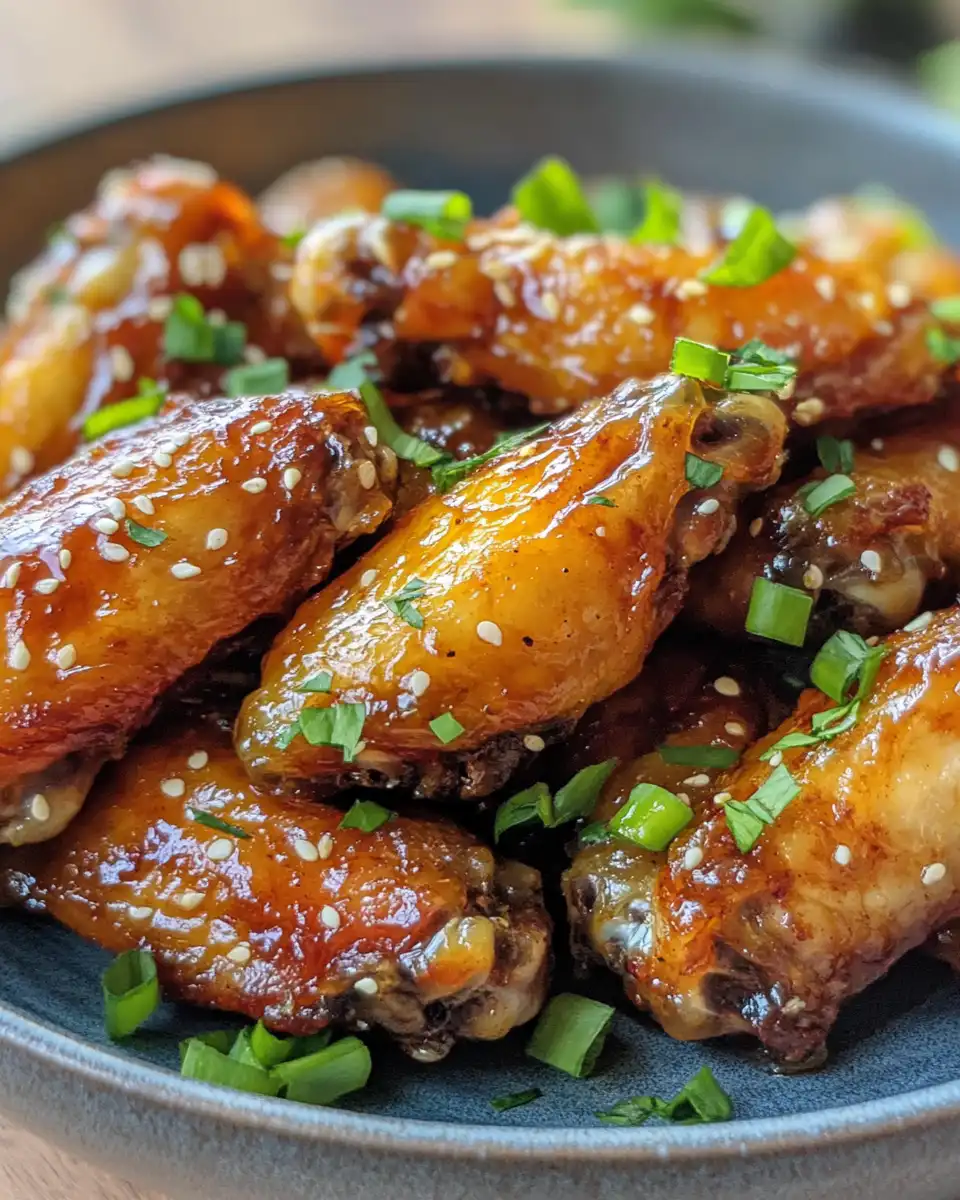 Sticky glazed pineapple teriyaki chicken wings after broiling