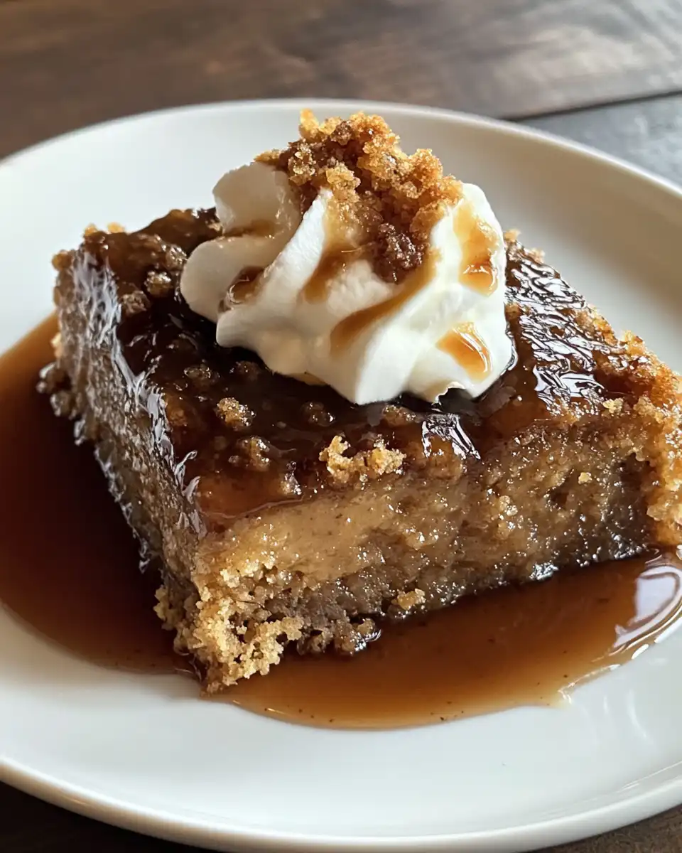 Final sticky toffee pudding served with warm toffee sauce drizzled on top
