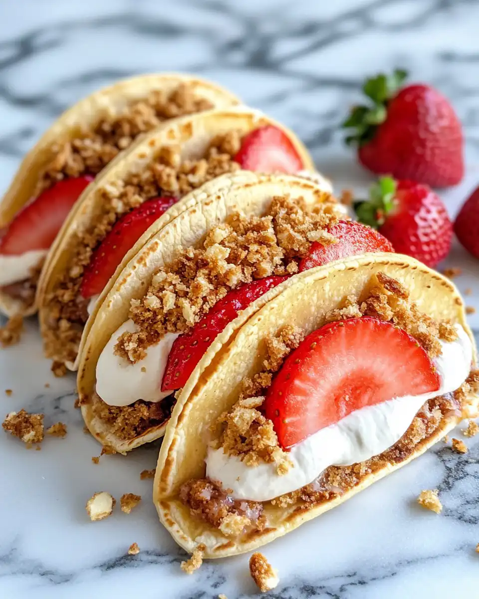 Ingredients for strawberry cheesecake tacos including cream cheese and fresh strawberries