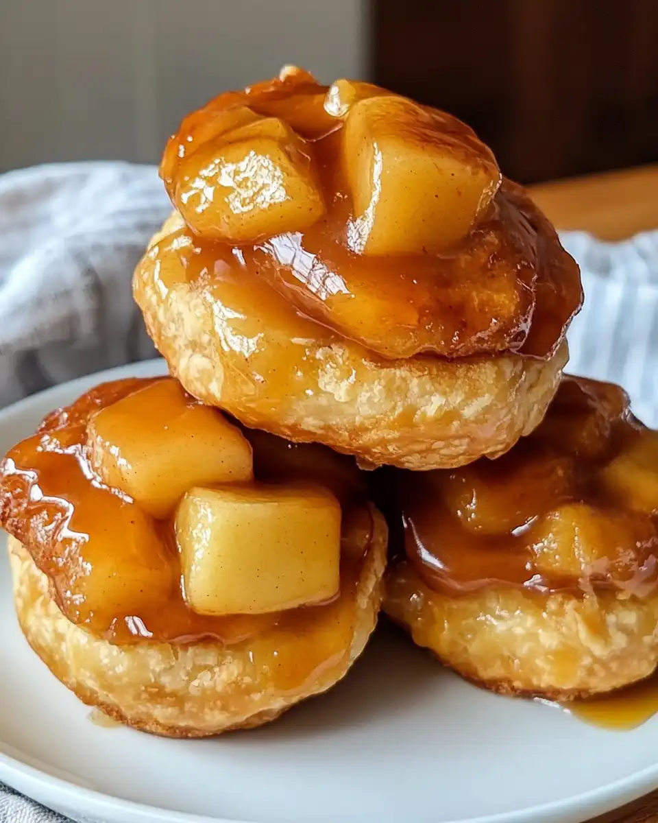 Close-up of finished apple pie bombs showing flaky crust and cinnamon sugar