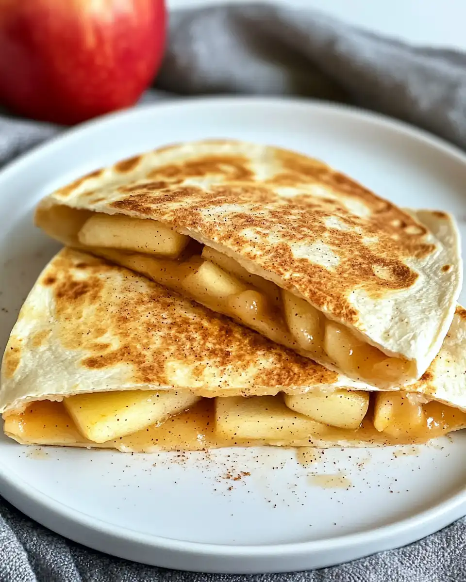 Ingredients for apple cinnamon cheddar quesadillas on a kitchen counter
