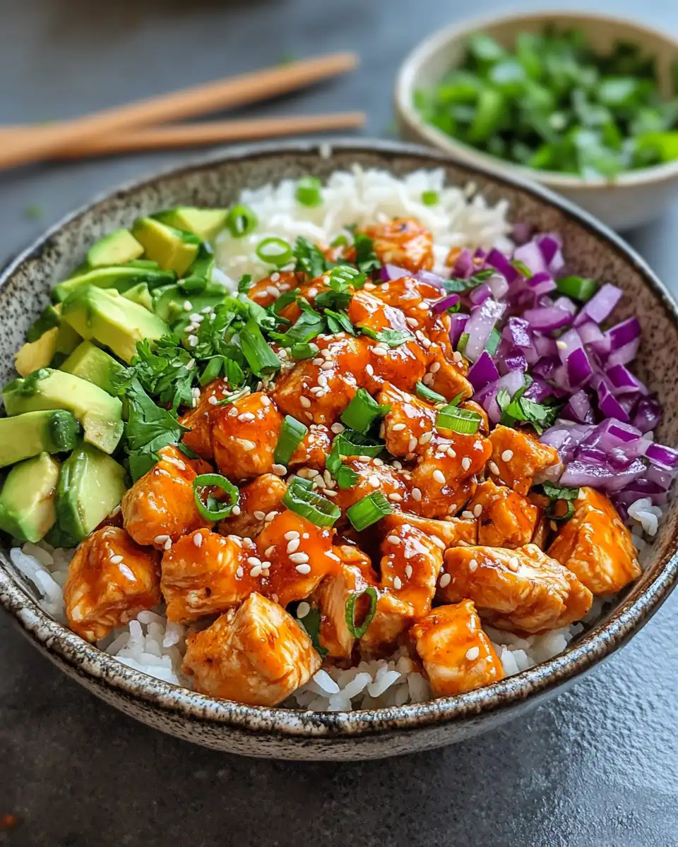 Sweet chili chicken cooking process with vibrant colors