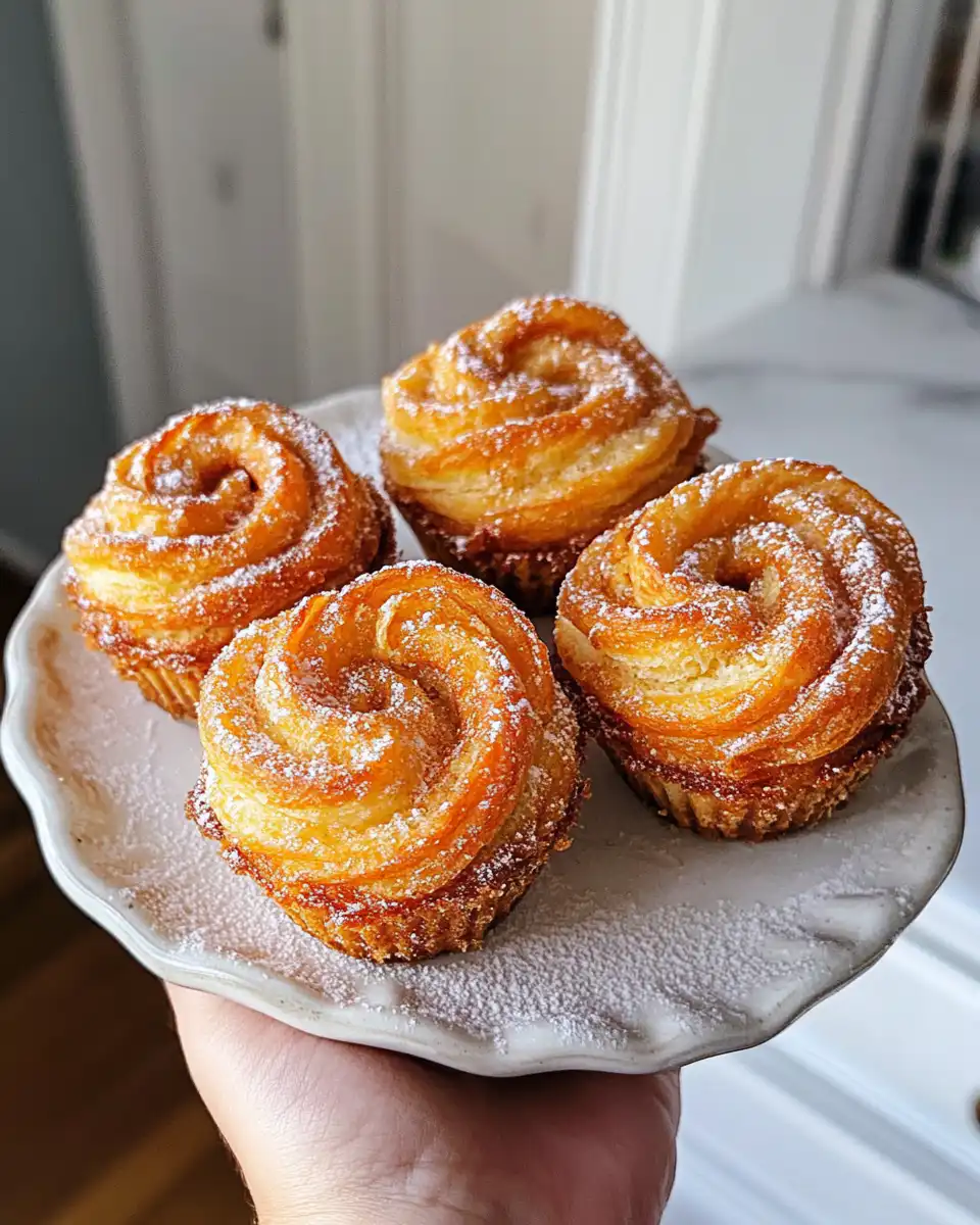 Freshly baked cruffins steaming with cinnamon sugar coating