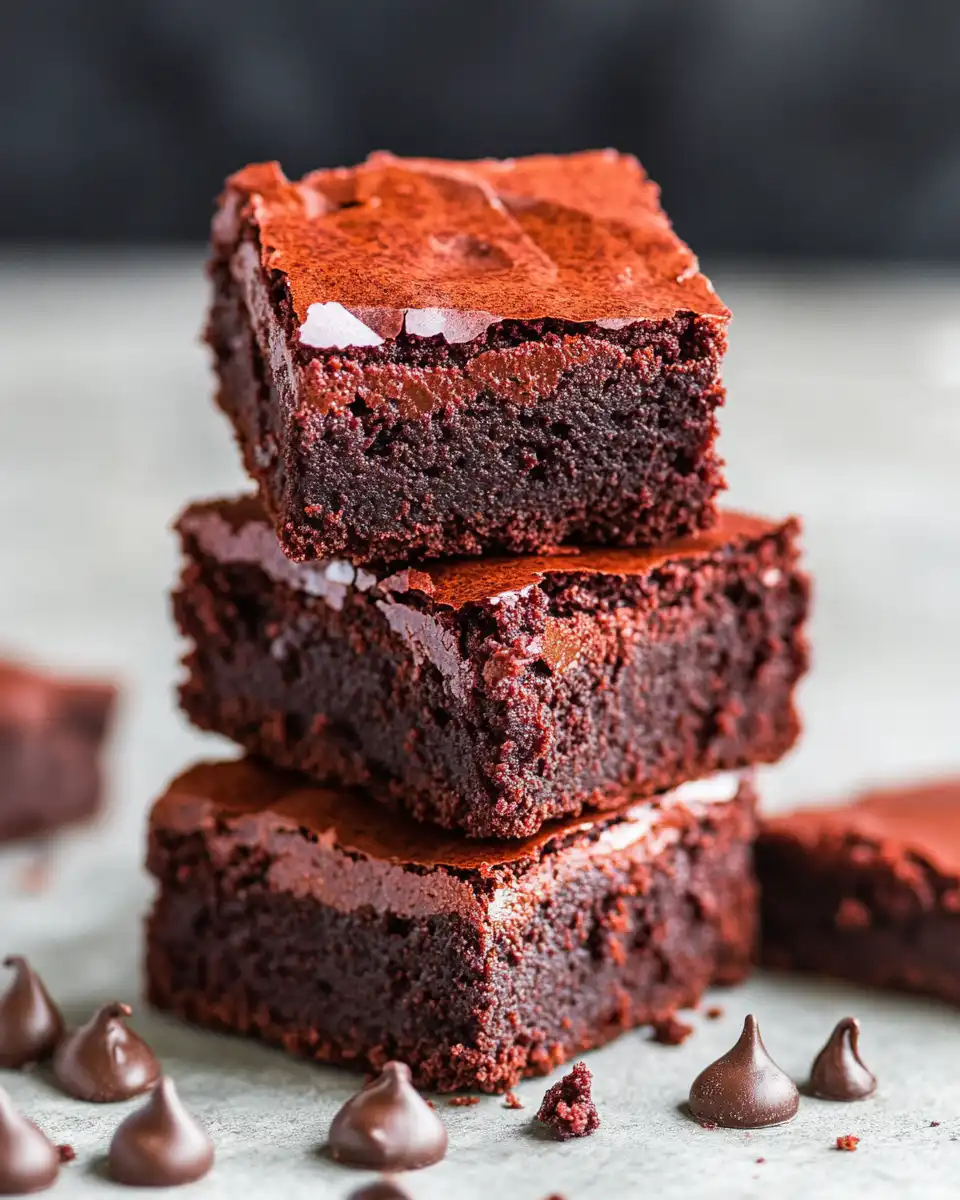 Fudgy red velvet brownies just out of the pressure cooker showing moist texture