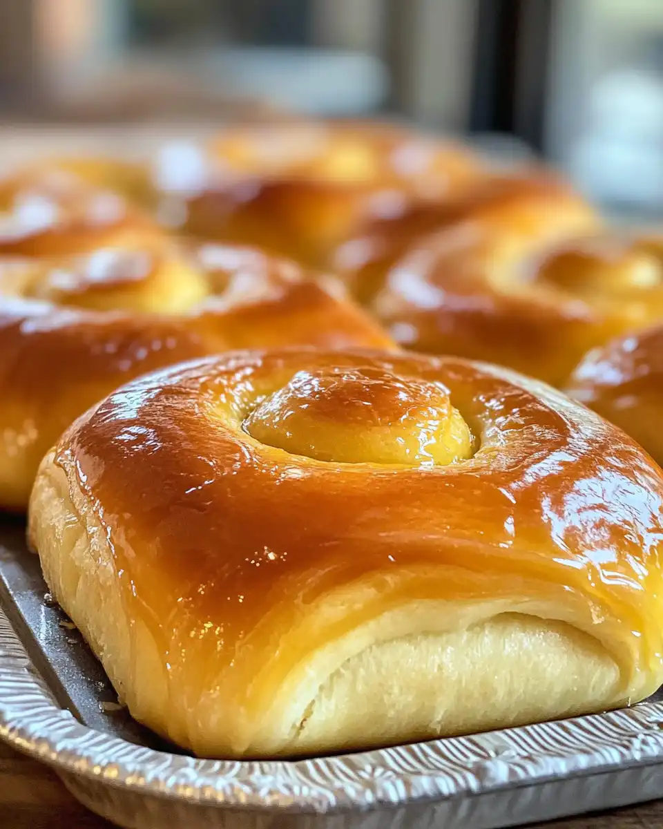 Freshly baked glazed orange sweet rolls coming out of pressure cooker