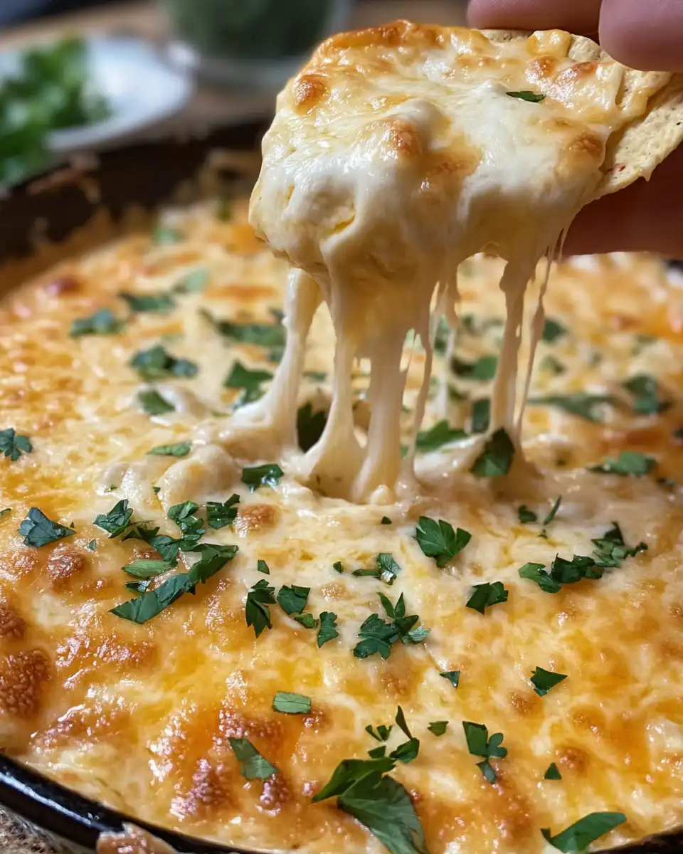 Pressure cooker releasing steam over cheesy dip