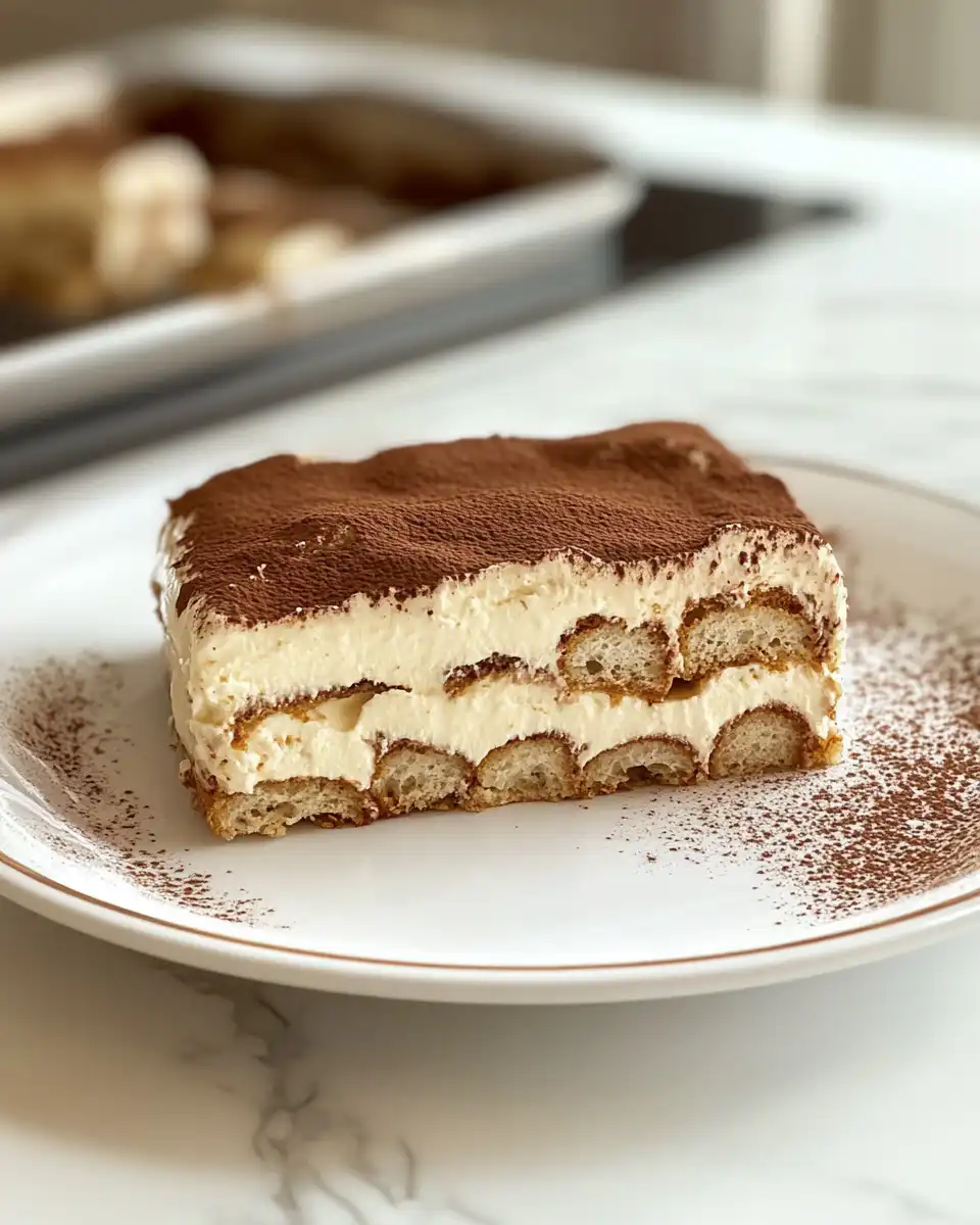 Freshly prepared pressure cooker tiramisu in a serving dish