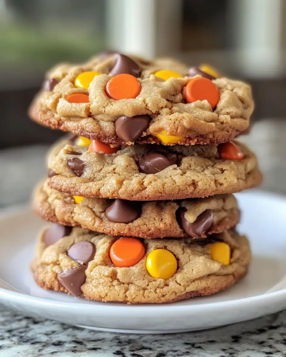 Ingredients for triple peanut butter cookies including peanut butter and chips
