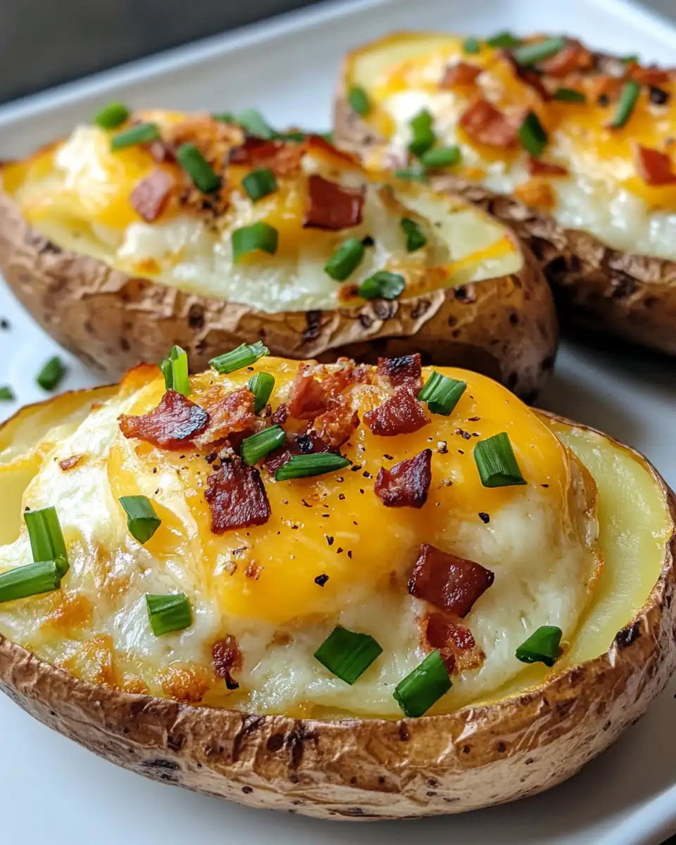 Twice baked loaded breakfast potatoes whole