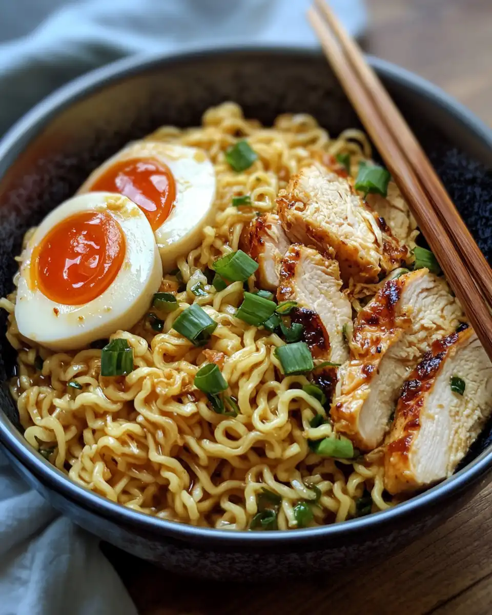 Stir-frying chicken and vegetables for chicken ramen noodles