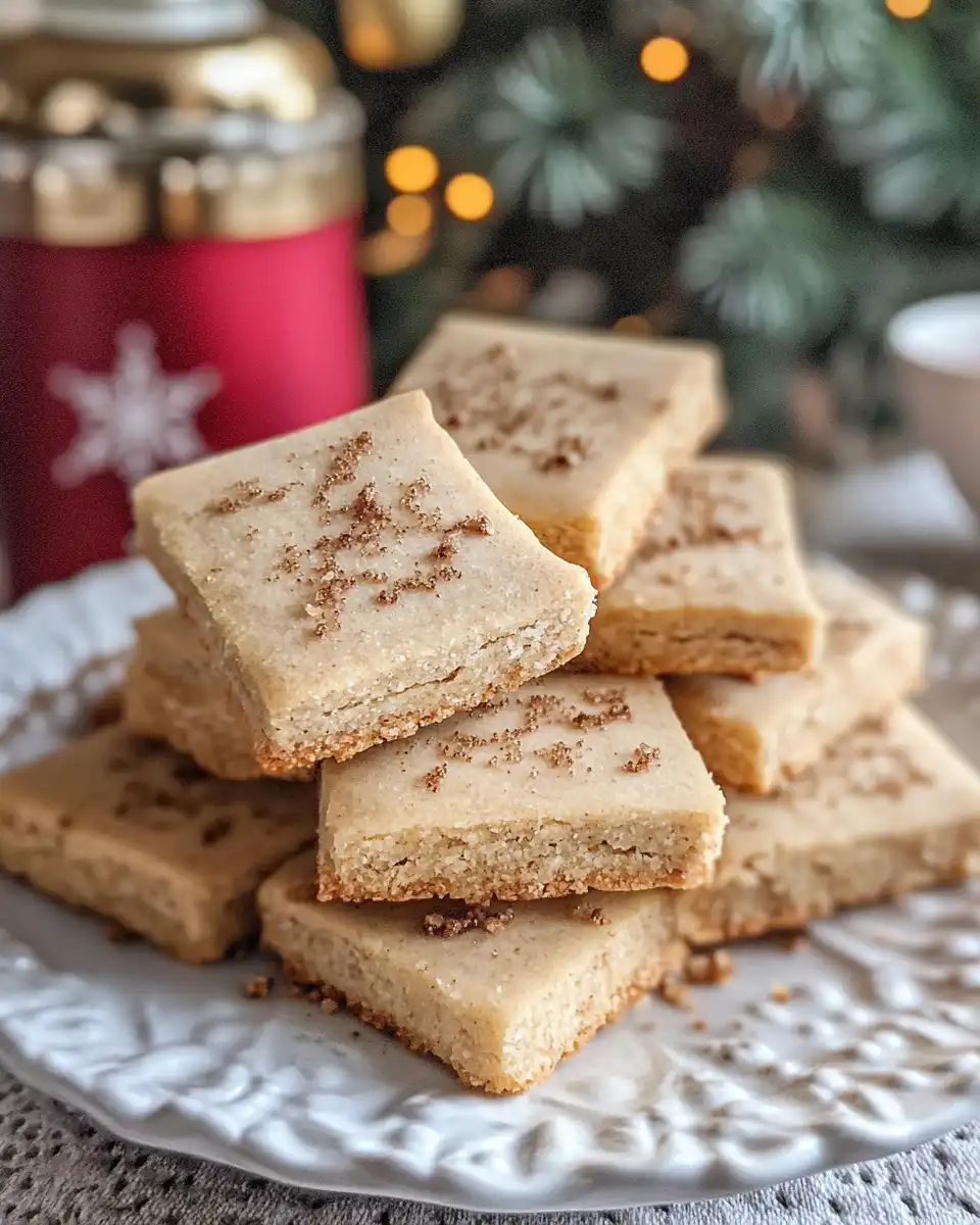 Close up of freshly baked vanilla chai shortbread cookies showing tender texture
