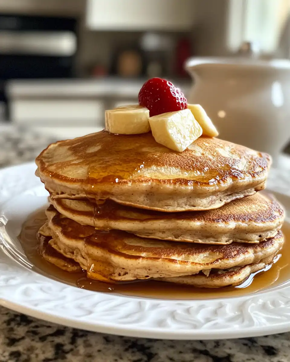 Golden cooked vanilla cinnamon buttermilk pancakes served with syrup and butter