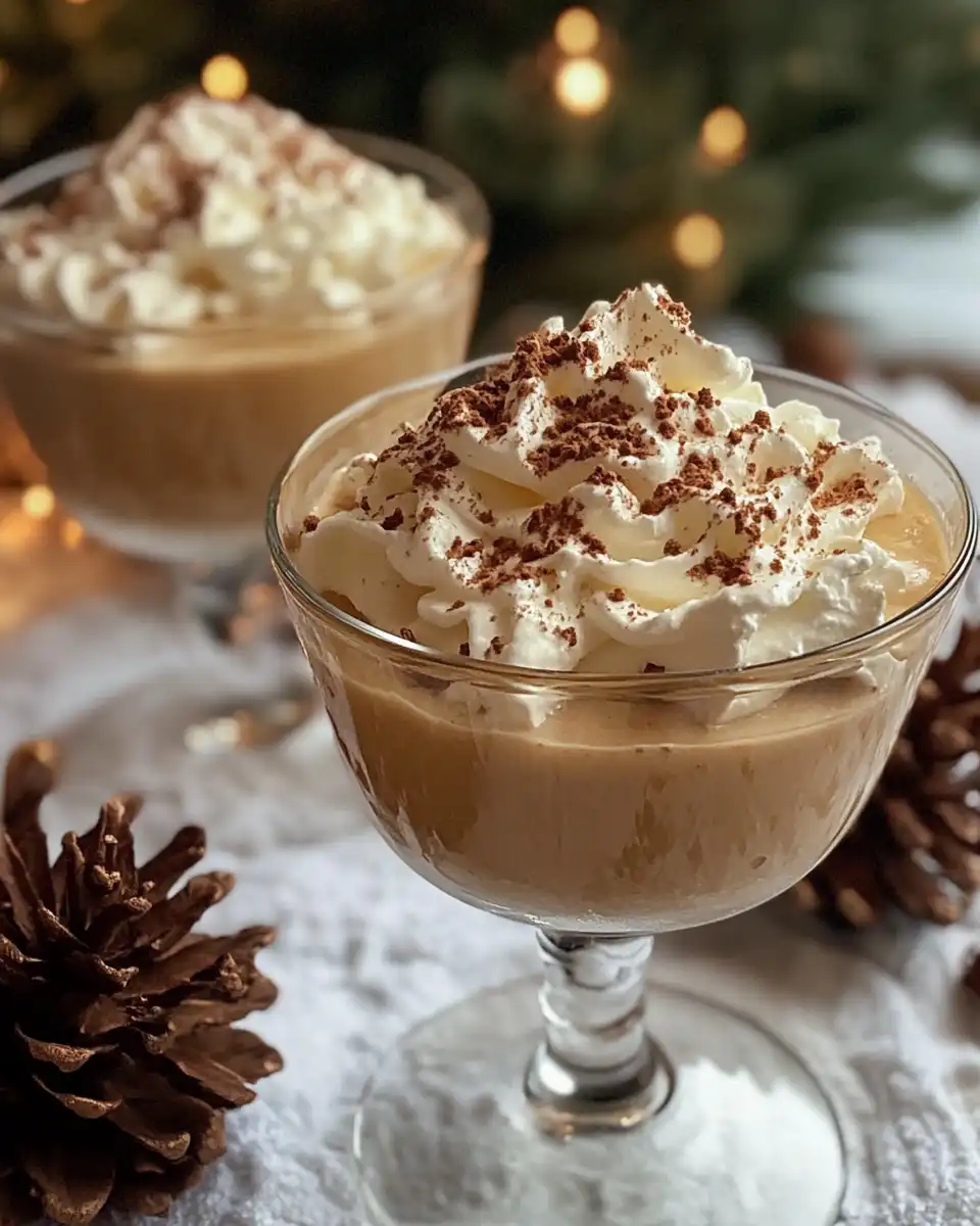 Winter spice vanilla pudding served warm with brandy sauce