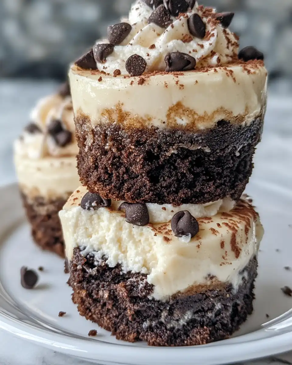 Swirled cream cheese topping on brownie bites in mini muffin tin