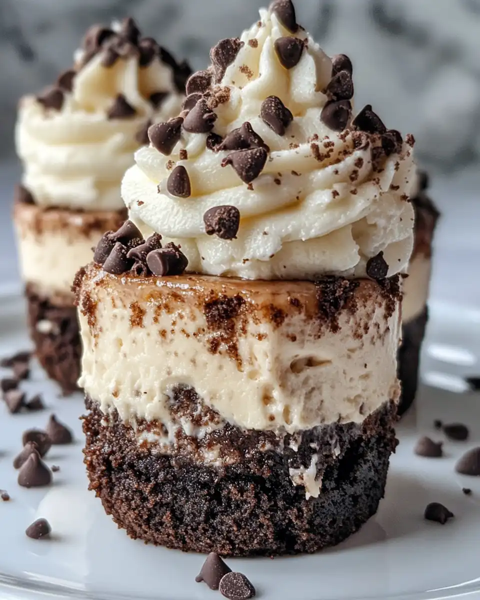 Close-up of Baileys cheesecake brownie bites in mini muffin tin
