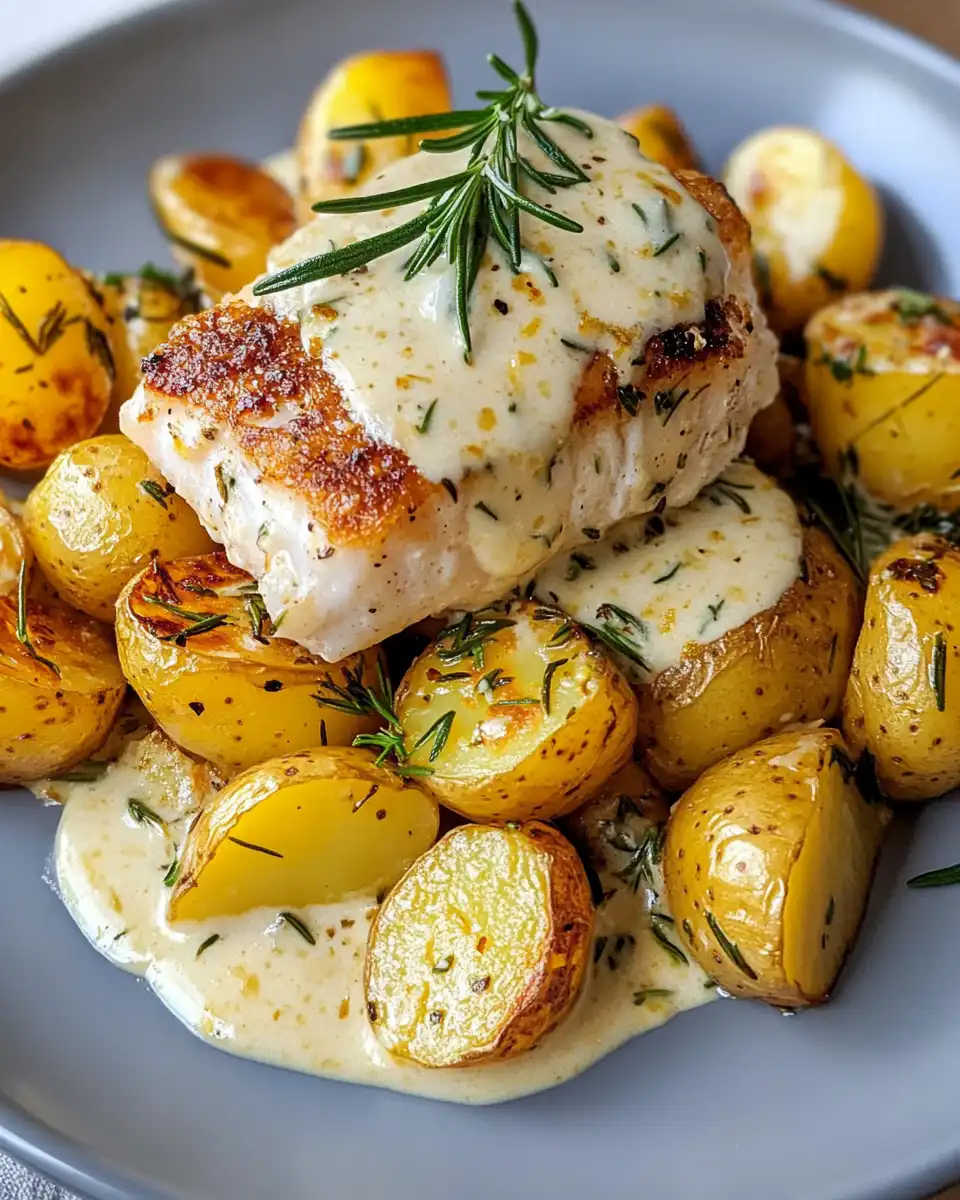 Ingredients including fresh cod, potatoes, rosemary and cream for pressure cooker meal