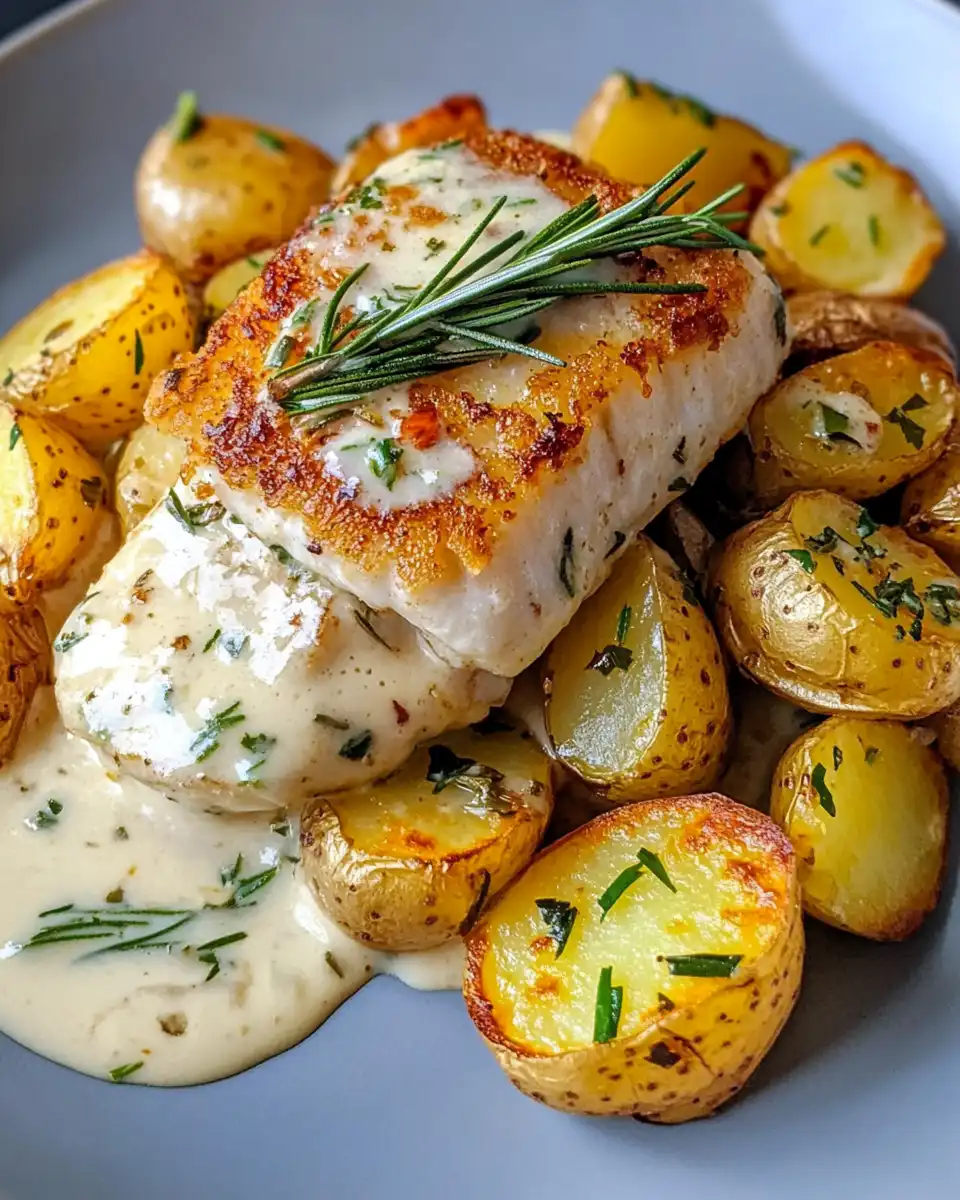 Pressure cooker cod and potatoes with creamy rosemary sauce
