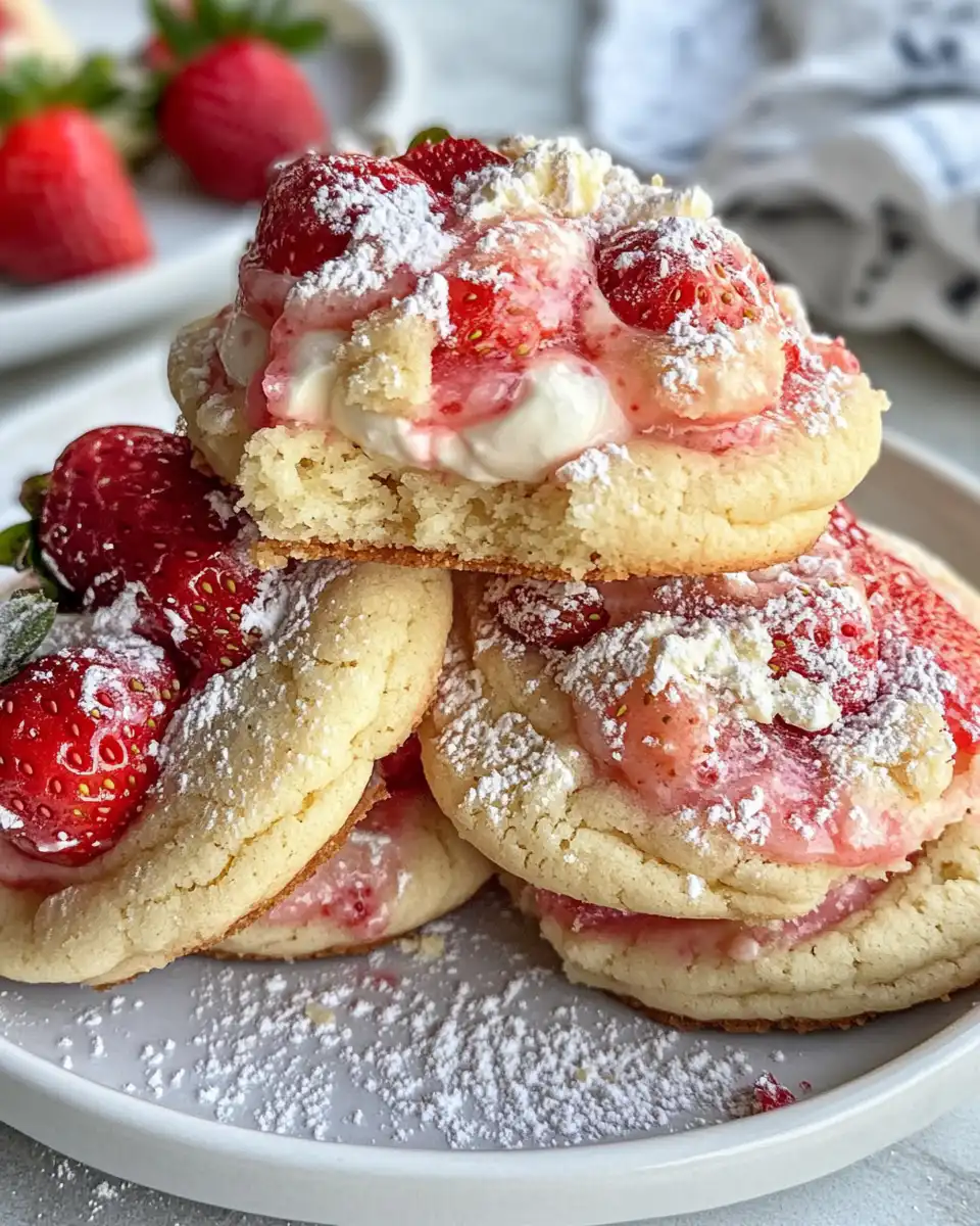 Baking Strawberry Cheesecake Cookies on parchment lined baking sheet