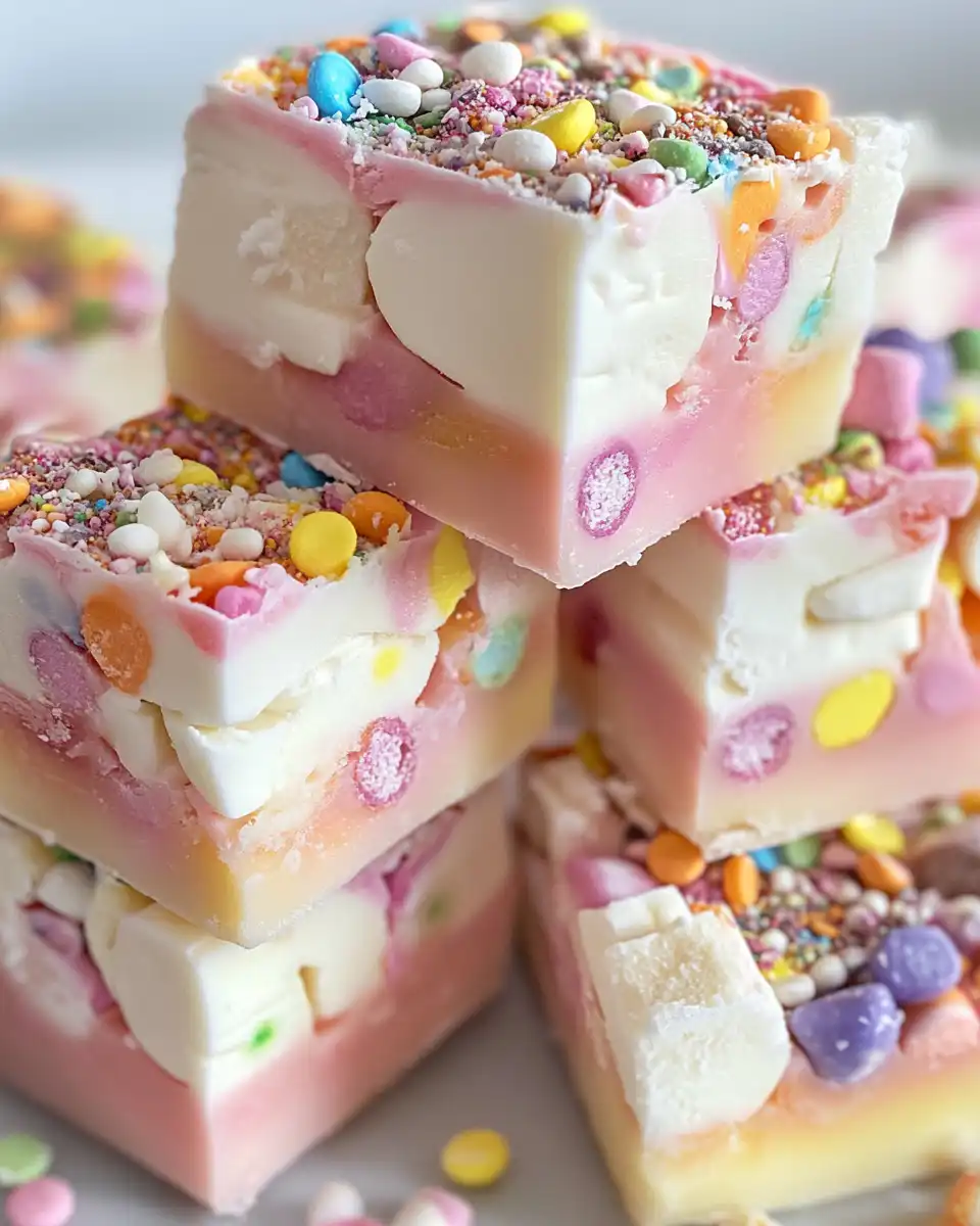 Finished marshmallow swirl fudge cut into squares served on plate